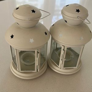 2 x IKEA Rotera white candle tea light lantern